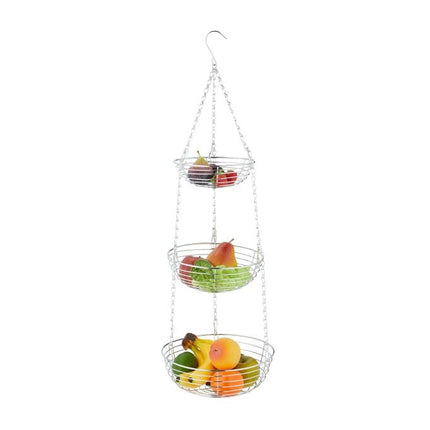 Hanging fruit basket in silver