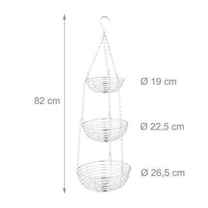 Hanging fruit basket in silver