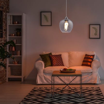 Hanging lamp with glass shade