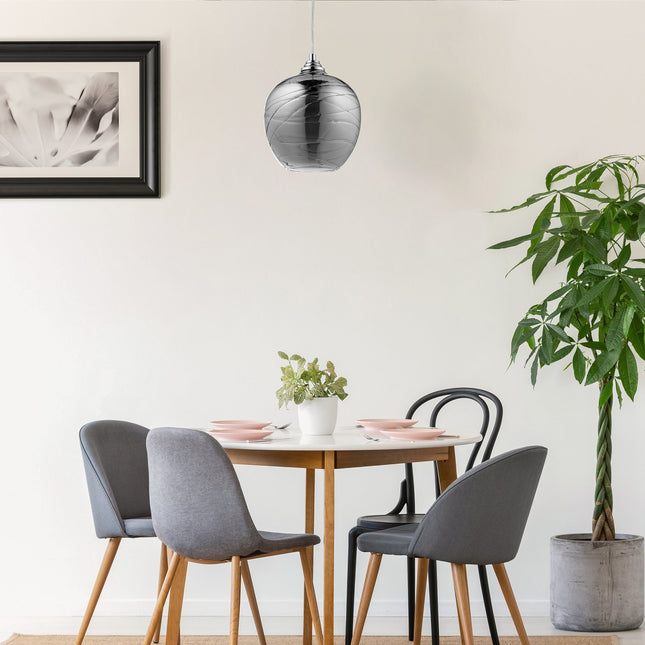 Hanging lamp with glass shade