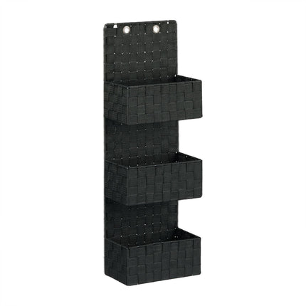 Hanging storage in fabric with 3 baskets