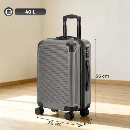 Hard Shell Carry-On Suitcase, 56 cm, Dark Grey, 4 Wheels
