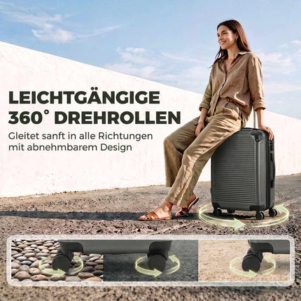 Hard Shell Carry-On Suitcase, 56 cm, Dark Grey, 4 Wheels