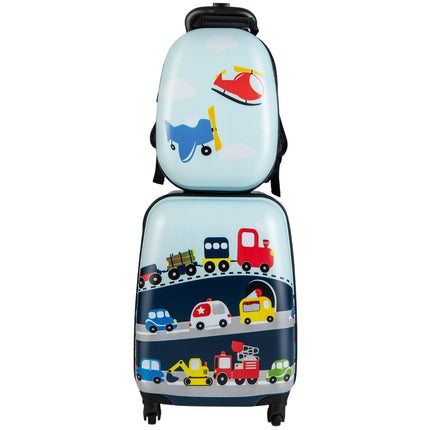 Hard Suitcase 2 Piece Carry On Luggage Set with Spinner Wheels Rolling Blue