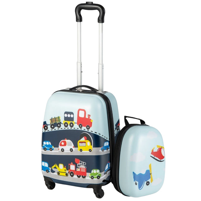 Hard Suitcase 2 Piece Carry On Luggage Set with Spinner Wheels Rolling Blue