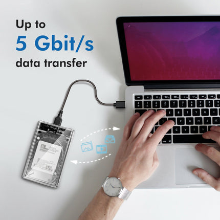 Hard drive cabinet 2.5" SATA USB 3.0 Screwless design Transparent