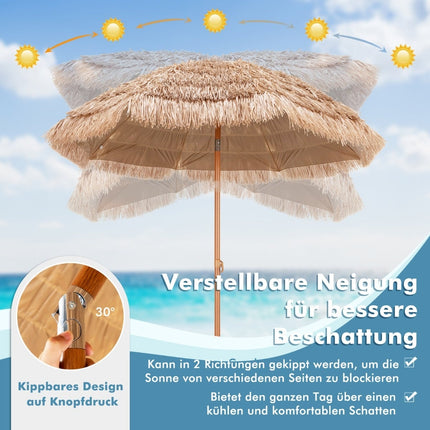 Hawaiian Style 220cm Patio Umbrella with Tilt Function