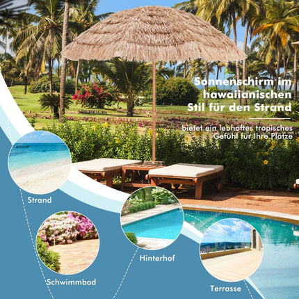 Hawaiian Style 220cm Patio Umbrella with Tilt Function