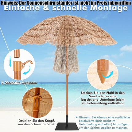 Hawaiian Style 220cm Patio Umbrella with Tilt Function