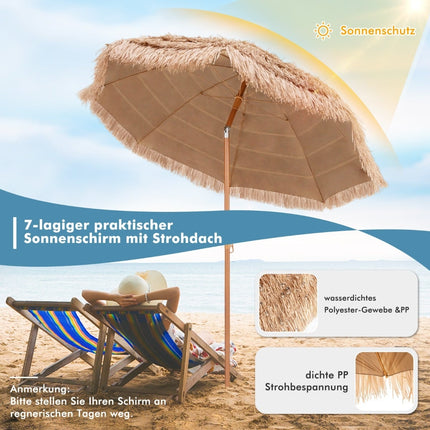 Hawaiian Style 220cm Patio Umbrella with Tilt Function