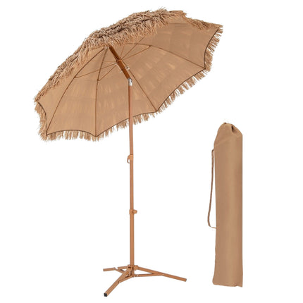 Hawaiian Style Beach Umbrella with Folding Stand & Tilt Knob & Carry Bag Tiki Umbrella