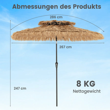 Hawaiian Style Tiki Patio Umbrella, 247 cm, PE Straw
