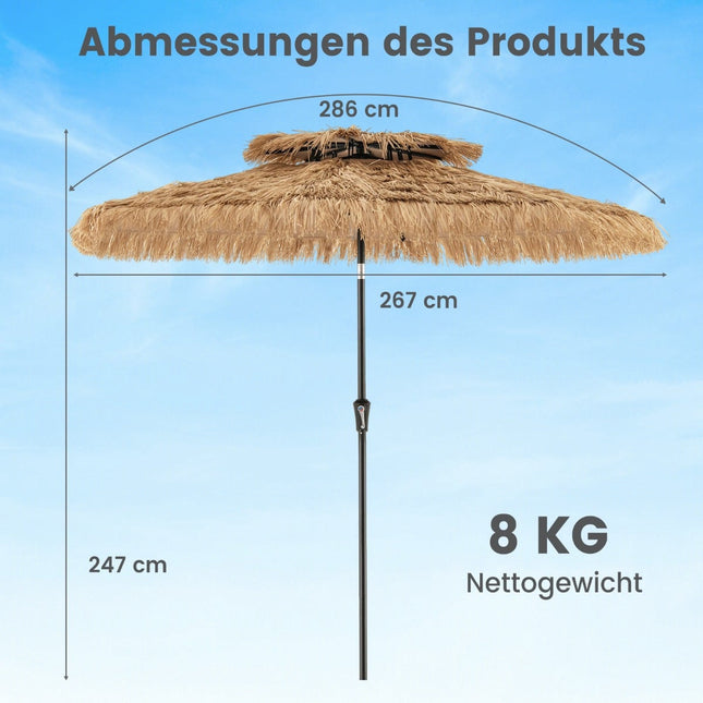 Hawaiian Style Tiki Patio Umbrella, 247 cm, PE Straw