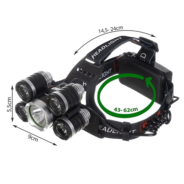 Headlamp 5 x LED T6 CREE