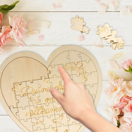 Heart-Shaped Engraved Wooden Jigsaw Puzzle Gift