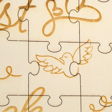 Heart-Shaped Engraved Wooden Jigsaw Puzzle Gift