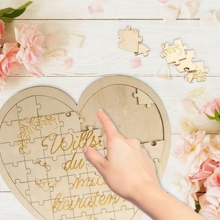 Heart-Shaped Engraved Wooden Jigsaw Puzzle Gift