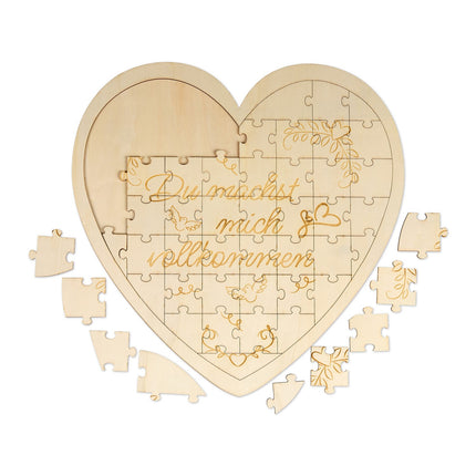 Heart-Shaped Engraved Wooden Jigsaw Puzzle Gift