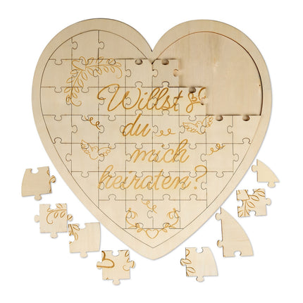 Heart-Shaped Engraved Wooden Jigsaw Puzzle Gift