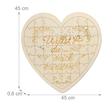 Heart-Shaped Engraved Wooden Jigsaw Puzzle Gift
