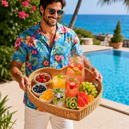 Heart-Shaped Floating Pool Tray, Weatherproof Rattan