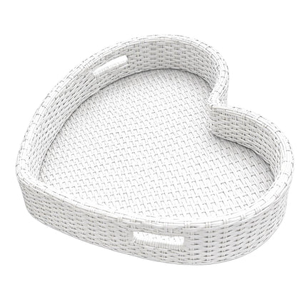 Heart-Shaped Floating Pool Tray, White, PE Rattan