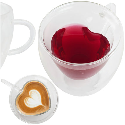 Heart-Shaped Thermal Glass, 240ml, Double-Walled
