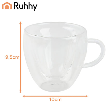 Heart-Shaped Thermal Glass, 240ml, Double-Walled