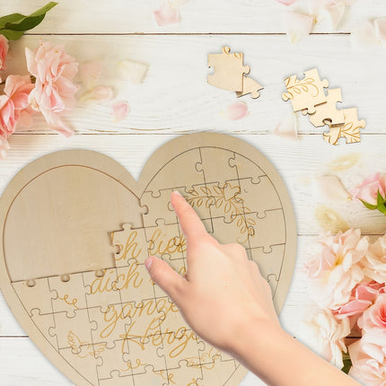 Heart-Shaped Wooden Puzzle with Engraving