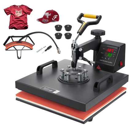 Heat Press Machine 15x15, 2-in-1 Clamshell with Cap Pad