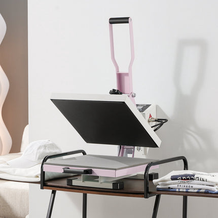 Heat Press Machine 15x15 in, Slide-Out, Pink, for T-Shirts