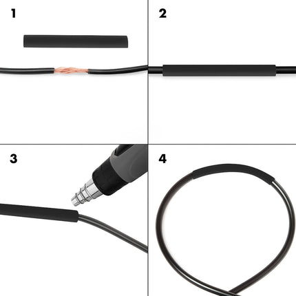 Heat Shrink Tubing, 300-Pack, 45mm Length, Black