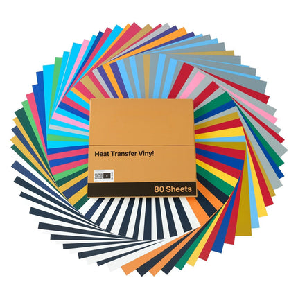 Heat Transfer Vinyl 80-Pack, 12x12 in Glossy Sheets