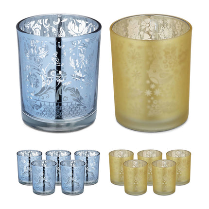 Heat candle holder gold silver set of 12