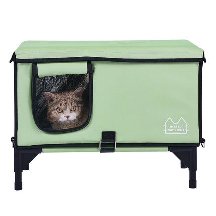Heated Cat House – Elevated, Adjustable Temp, Timer