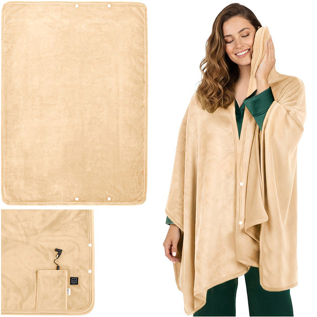 Elektrische deken, USB-aangedreven, 160x90 cm, beige