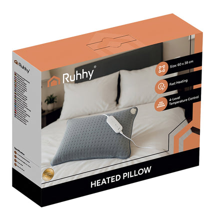 Heated Electric Pillow, 60x38 cm, 4 Temp Levels