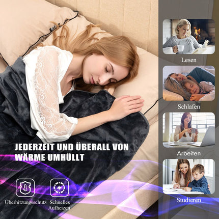 Heated Electric Throw Blanket, 9 Heat Settings, 9h Timer