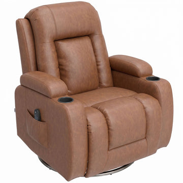 Heated Massage Recliner Chair with Footrest, Light Brown