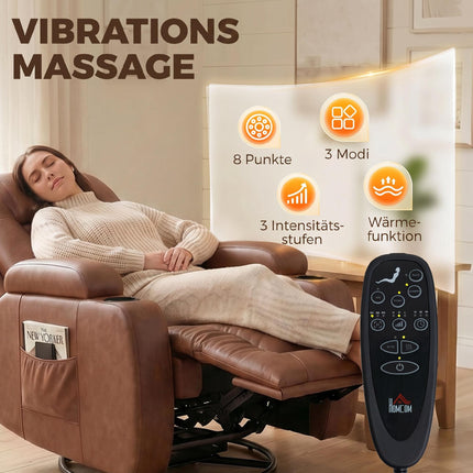 Heated Massage Recliner Chair with Footrest, Light Brown