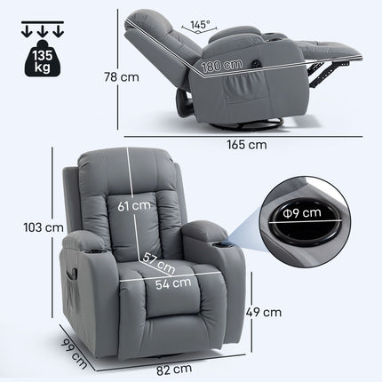 Heated Massage Recliner Chair with Swivel & Rocking