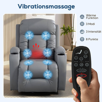 Heated Massage Recliner Chair with Swivel & Rocking