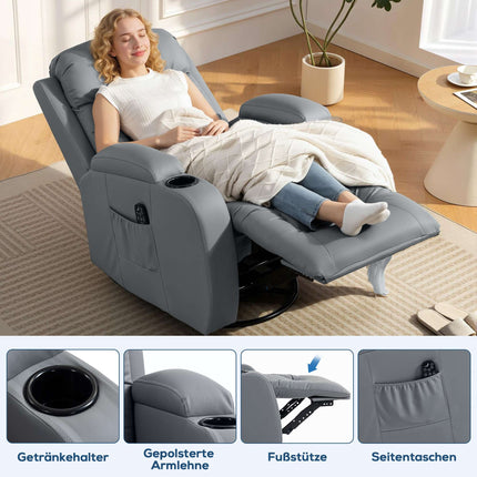 Heated Massage Recliner Chair with Swivel & Rocking