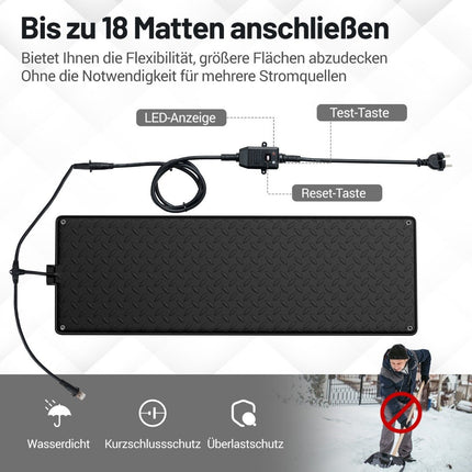 Heated Snow Melting Mat, 25.5x76 cm, Connects 18 Mats