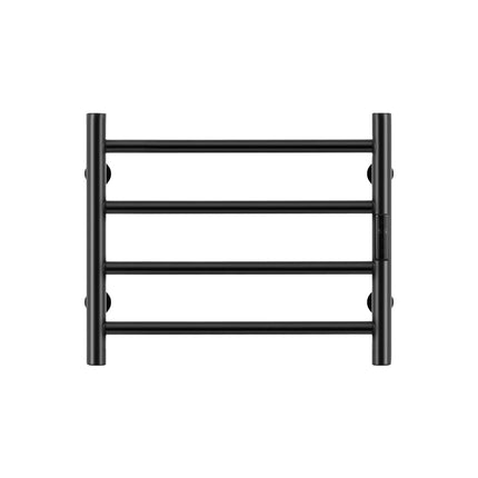 Heated Towel Rack, Wall Mount 4-Bar, Timer, Black