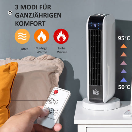 Electric ceramic tower heater, 2000W, 3 heat levels, timer