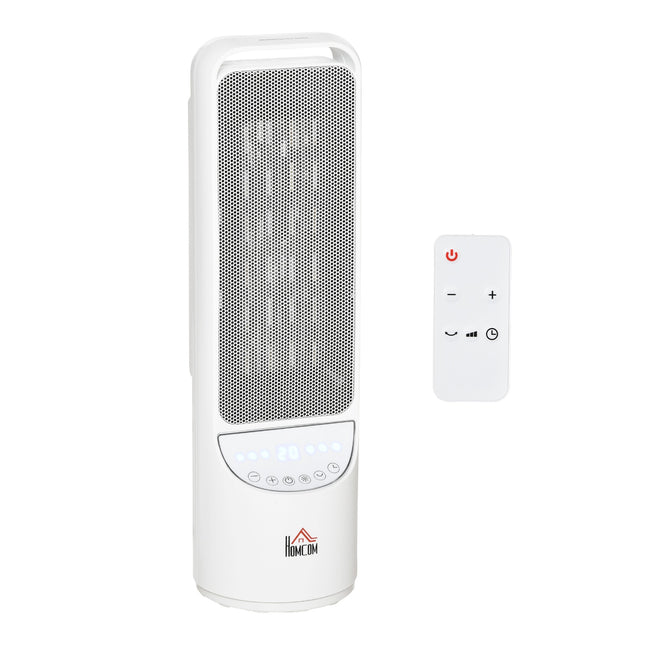 2000W ceramic tower heater, remote control & timer, white