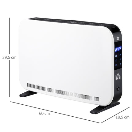 Electric fan heater 2180W, 3 heat levels, timer, white