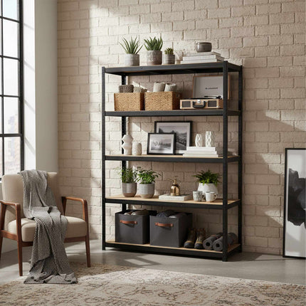 Heavy-Duty 5-Shelf Rack, Adjustable, Black