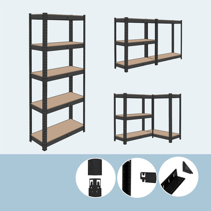 Heavy-Duty 5-Shelf Rack, Adjustable, Black